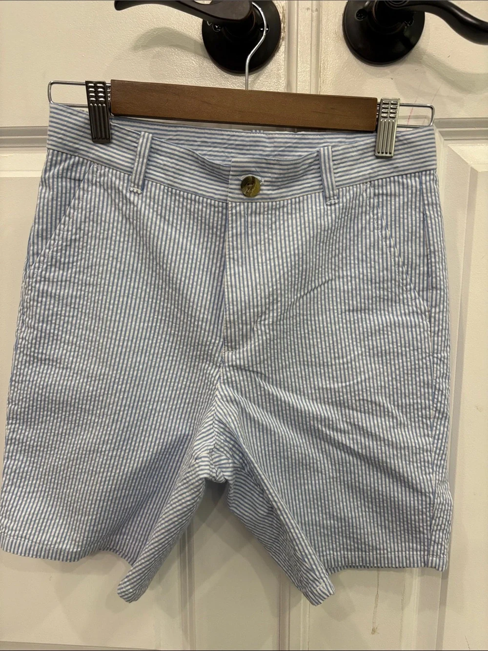 Janie and Jack Light Blue Seersucker Stripe Shorts